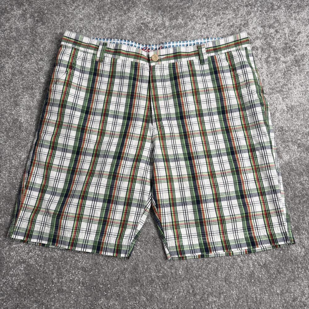 Robert Graham Shorts Mens 38 Multicolor Plaid Cotton Chino Flat Front 9 Inseam